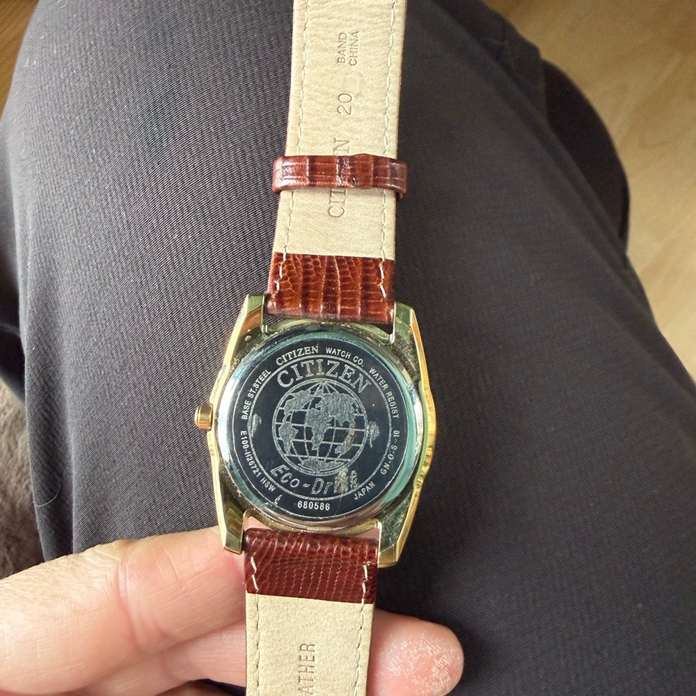 Citizen Eco-Drive Gold Case Brown Strap Watch - Picture 3 of 9